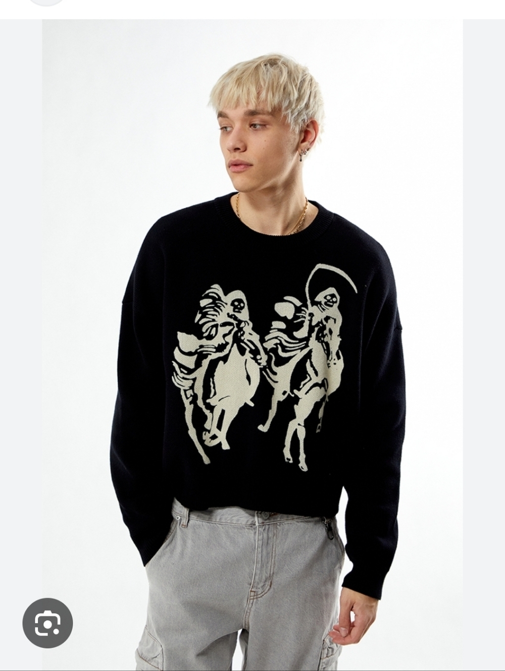 NWOT PacSun/Pacific Sunwear Grim Reaper Knit Sweater - Picture 11 of 11